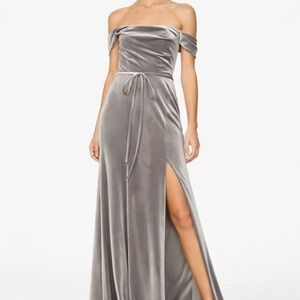 Marchesa Notte “Venosa” Velvet Off-Shoulder Gown — Size 8